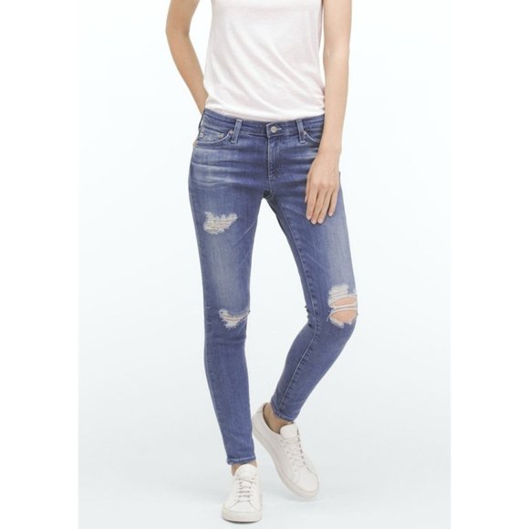 Ag Adriano Goldschmied Denim - Adriano Goldschmied Legging Ankle 10 Years Cloudy Sky Destroyed Ripped Skinny 26